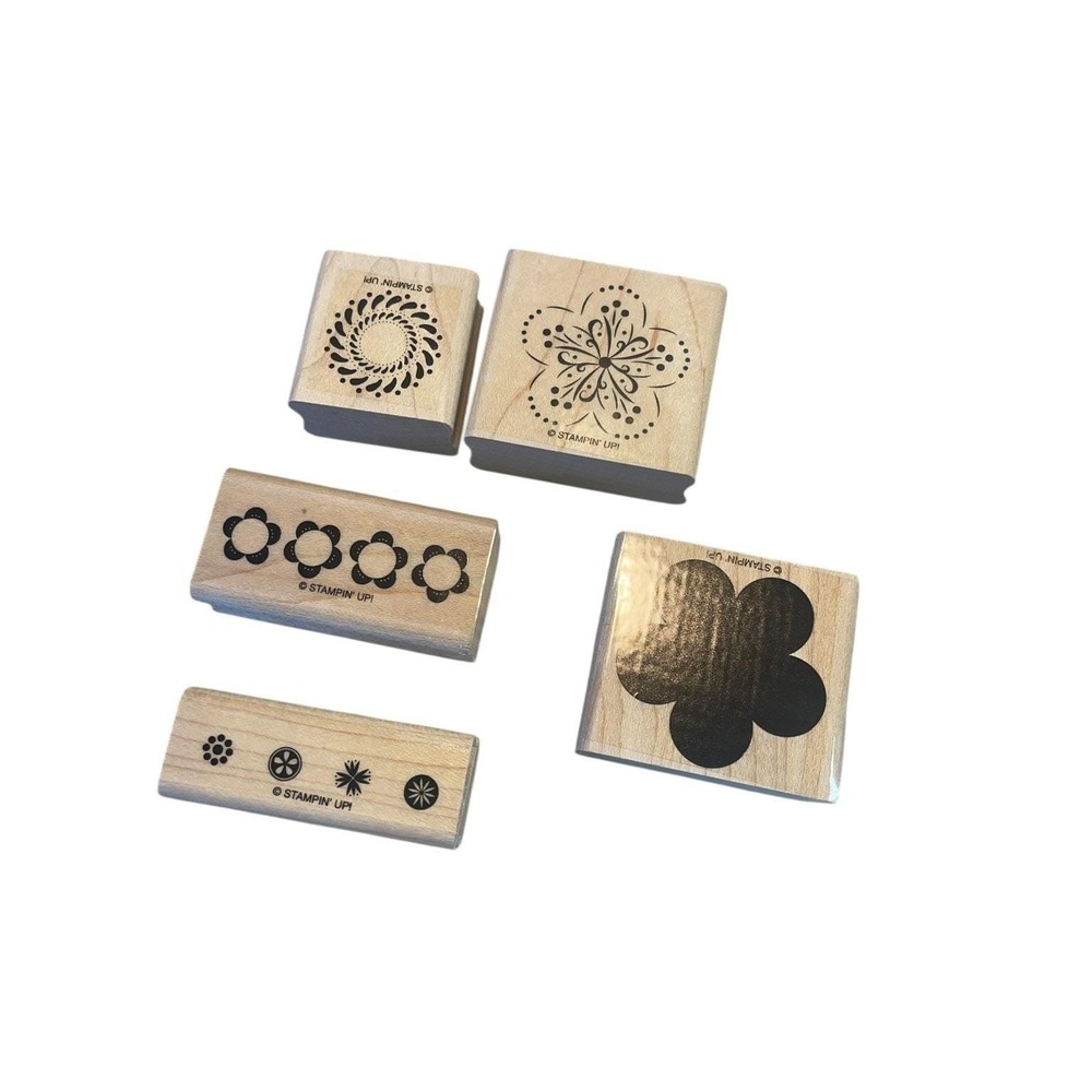 Stampin' Up! Wood Mounted Rubber Stamp Lot 5 Floral Designs‎ Scrapbook
